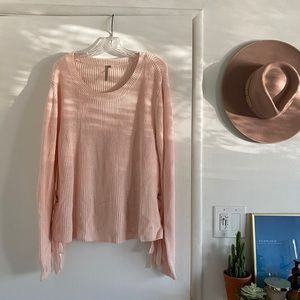 Soft Pink sweater with crisscross ties on the side